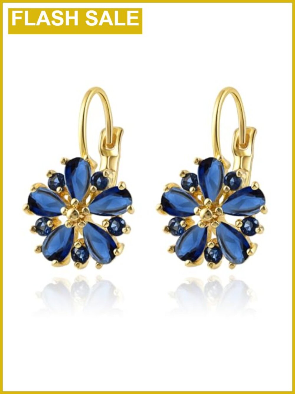 14K Gold Plated Flower Birthstone Earrings Leverback Drop Dangle